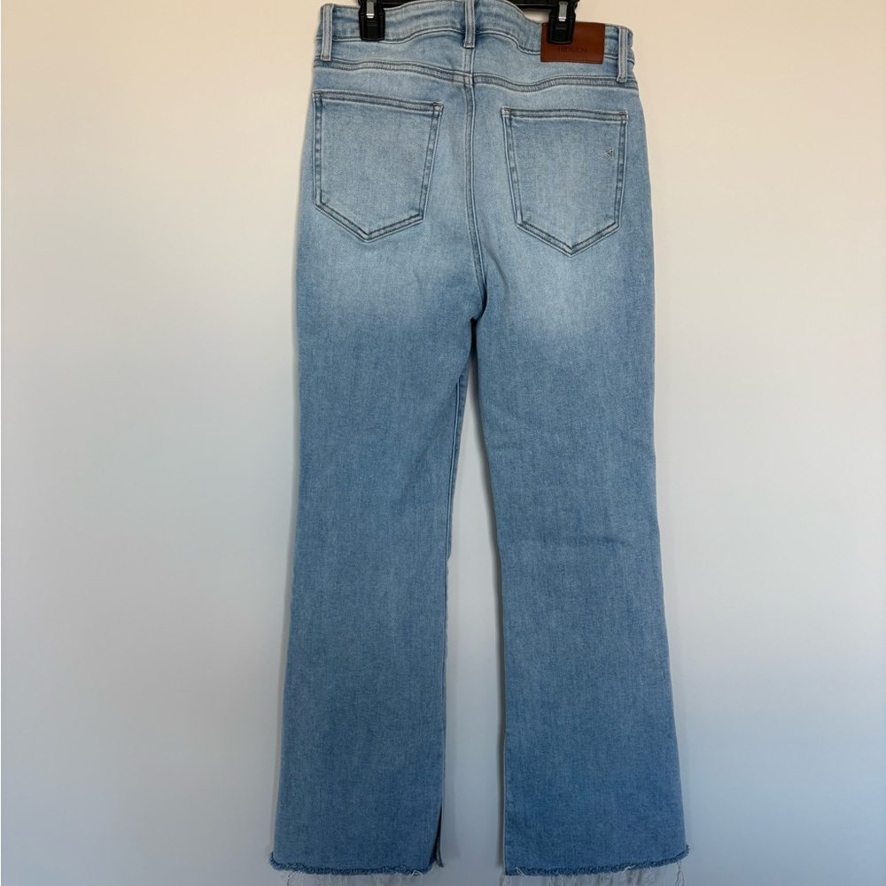 Hidden Light Wash High Rise Jeans Wide Leg Raw Hem Womens Size 10/30 - Picture 6 of 8